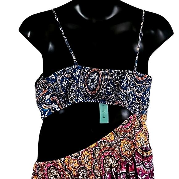 Anthropologie Asymmetrical Midi Slip Dress - Size 2X, Boho Mixed Print, NWT - Picture 6 of 8